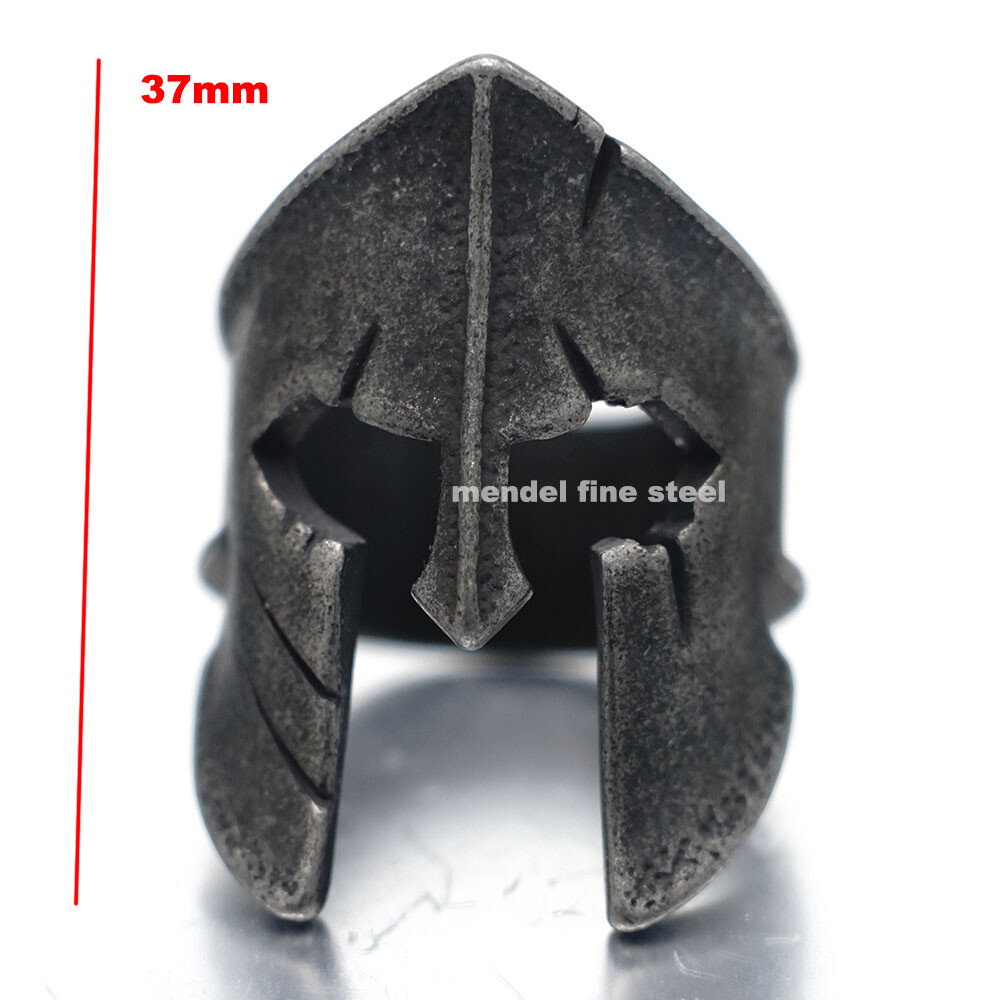 MENDEL Large Mens Cool Stainless Steel Gladiator Spartan Helmet Ring Size 7 8-16