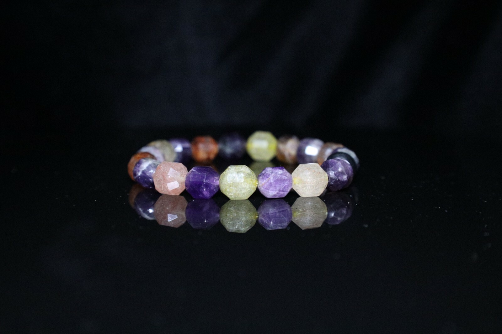 Handmade 10 mm AAA Natural Purple Amethyst Golden Red Rutile Quartz 10mm Faceted