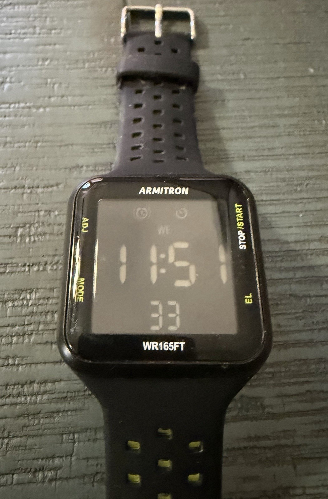 Armitron WR165FT Digital Quartz Sport Watch 50m Backlight Black/Green Rubber