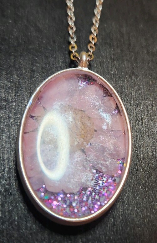 Handmade Resin Necklace – Stainless Steel Chain – Real Pressed Flower