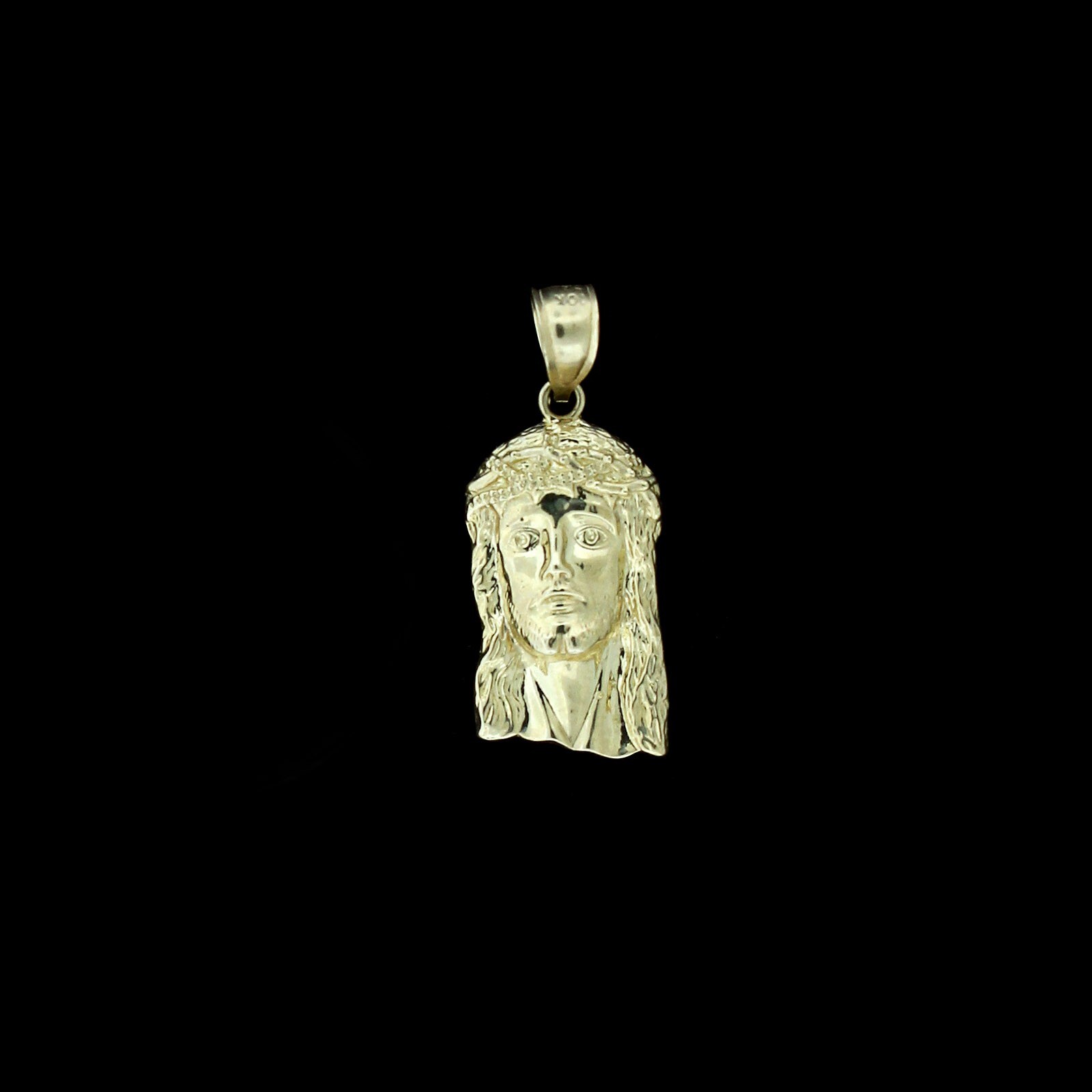 Mens Real 10K Yellow Gold Diamond Cut Jesus Head Face Pendant, 10KT Gold Charm