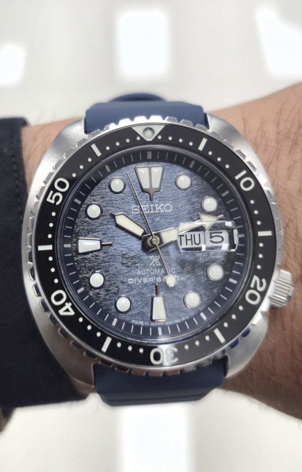 Seiko Prospex Automatic Diver 200m Blue Dial Day/Date Blue Rubber Strap Box