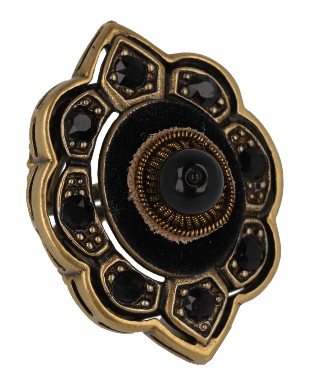 Gucci Womens Velvet And Crystal Pincushion Ring