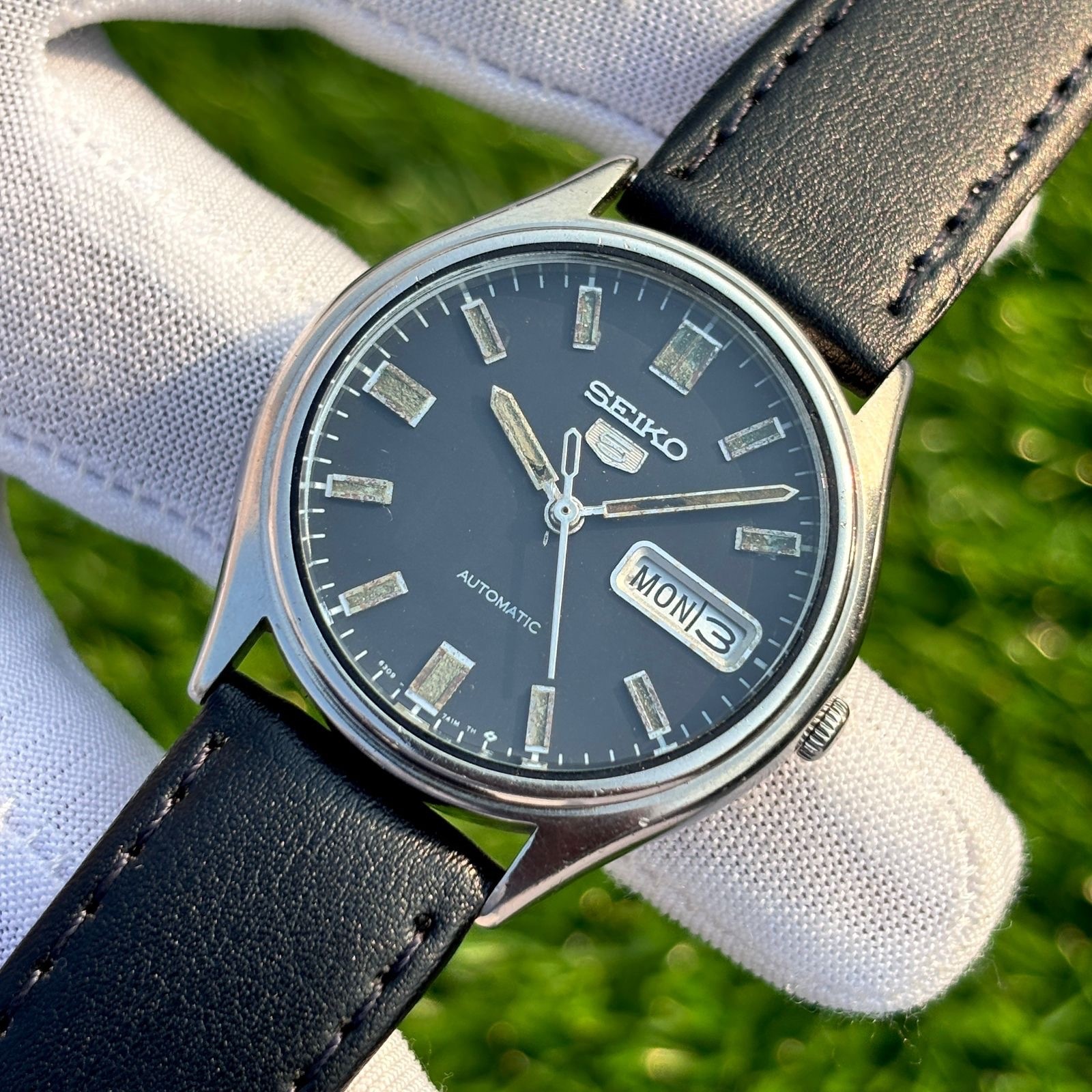 Vintage Seiko 5 Matte Black Dial Automatic Japan Made Men’s Watch 6309-7320