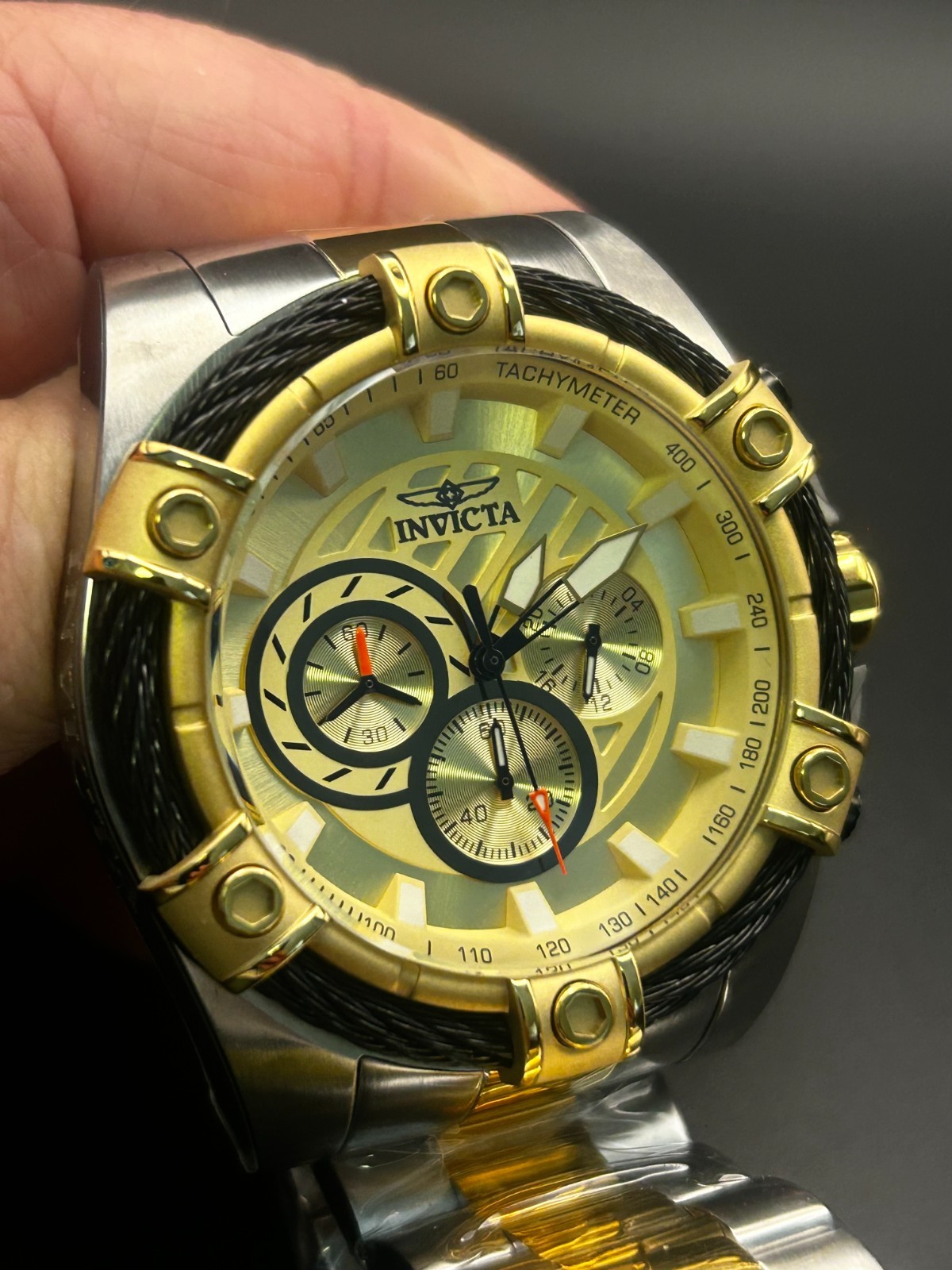 Invicta Bolt Ace 25518 Men’s Chronograph Watch — 52mm Two-Tone Gold & Silver