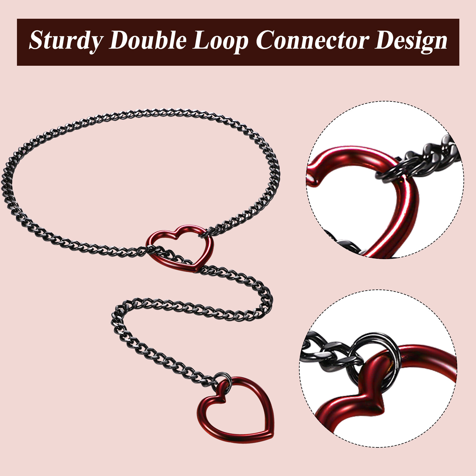 Heart O-ring Slip Chain Necklace For Women Punk Gothic Cuban Lariat Y-Necklace