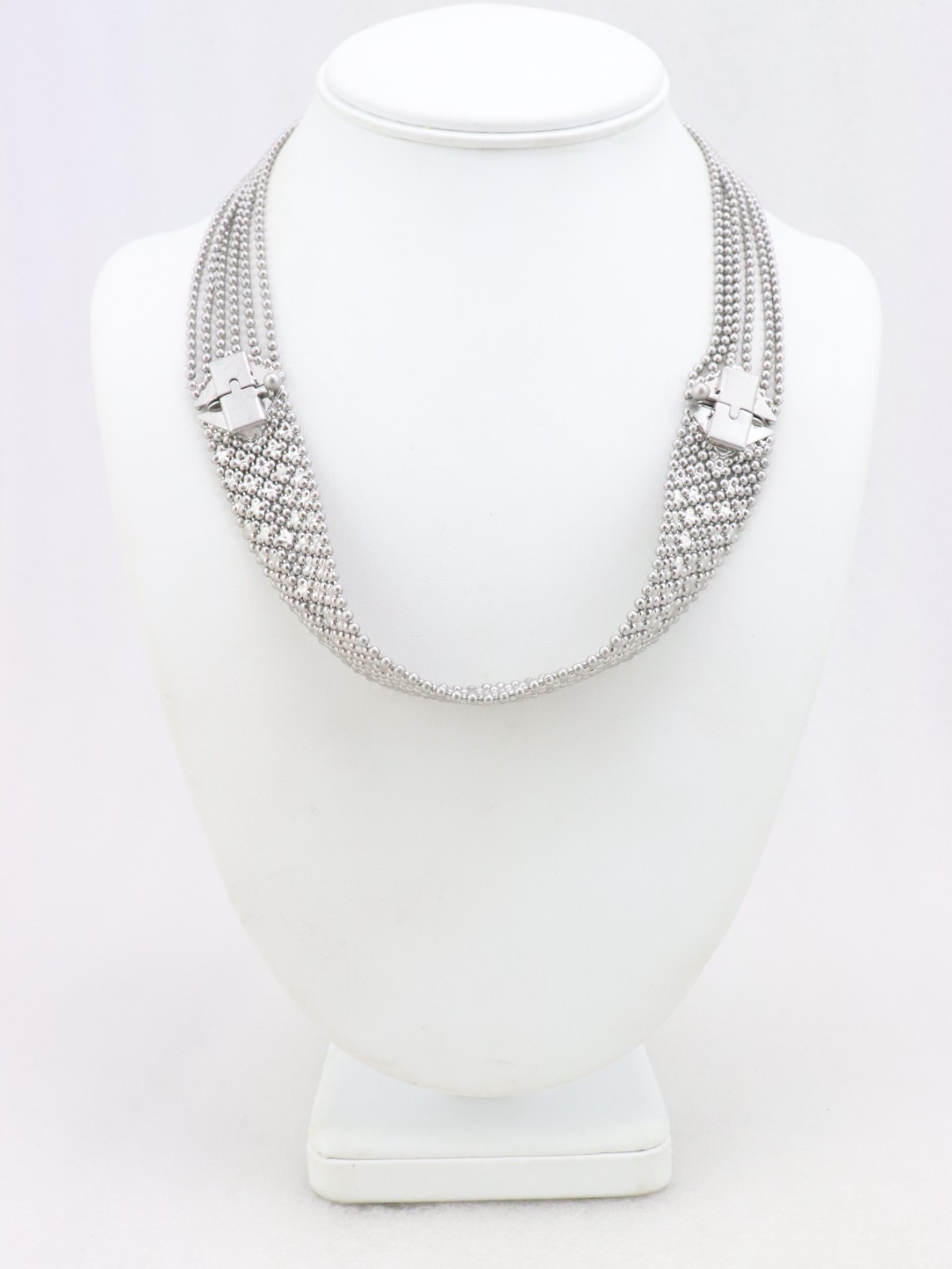 Long 33″ Cabi Convertible Silver Tone Chain Necklace Adjustable Length Runway