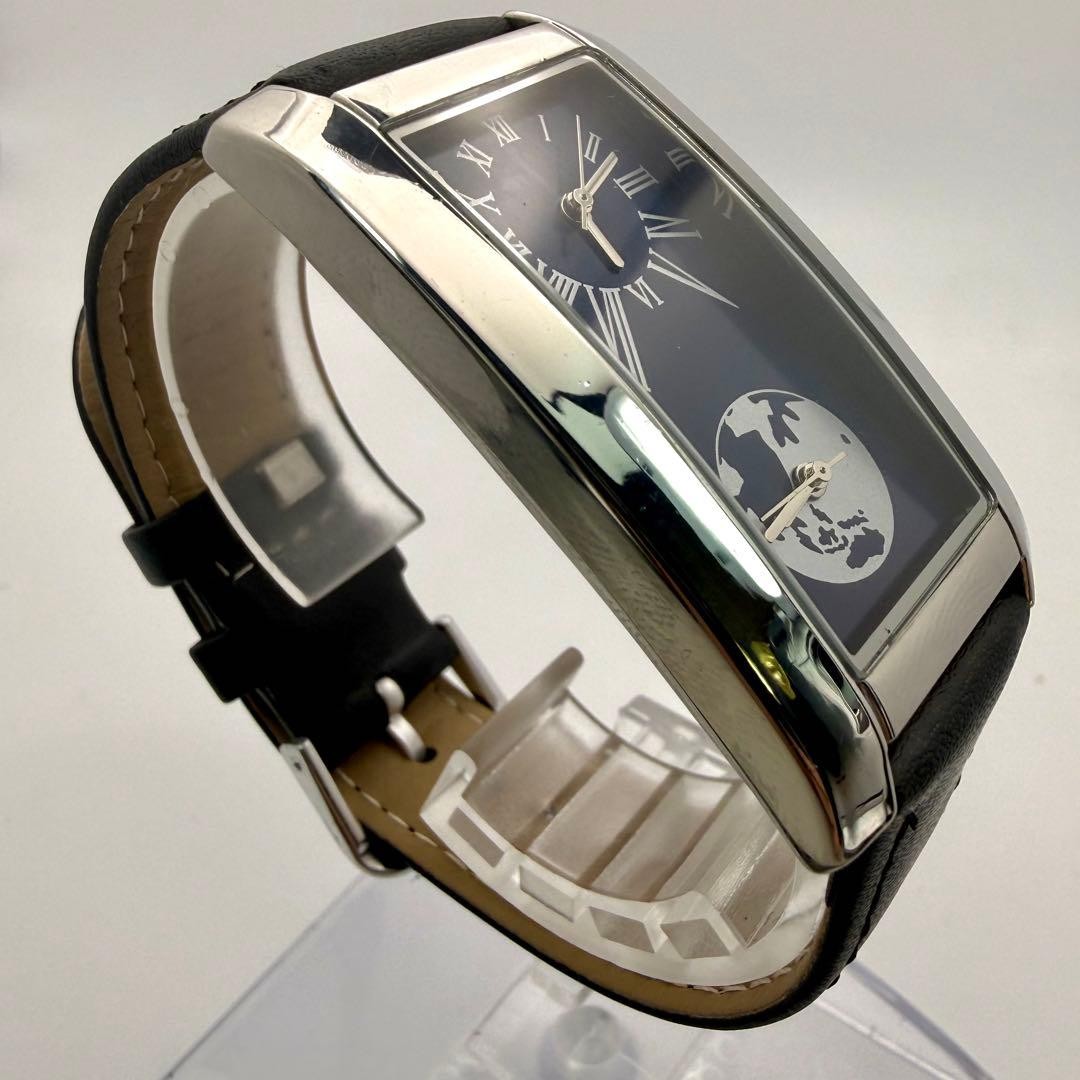 Orient Vintage Dual Time World Map Black Watch Japan Quartz 0712070