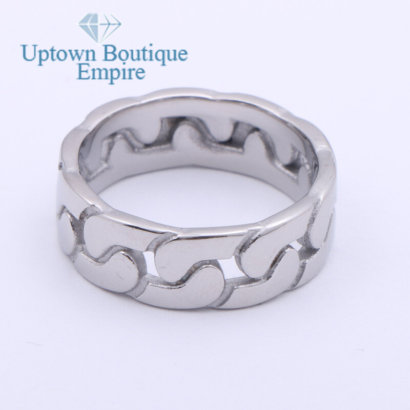 Miami Cuban Link Ring Men’s Stainless Steel Engravable ID Name Size:8-13 #ABB