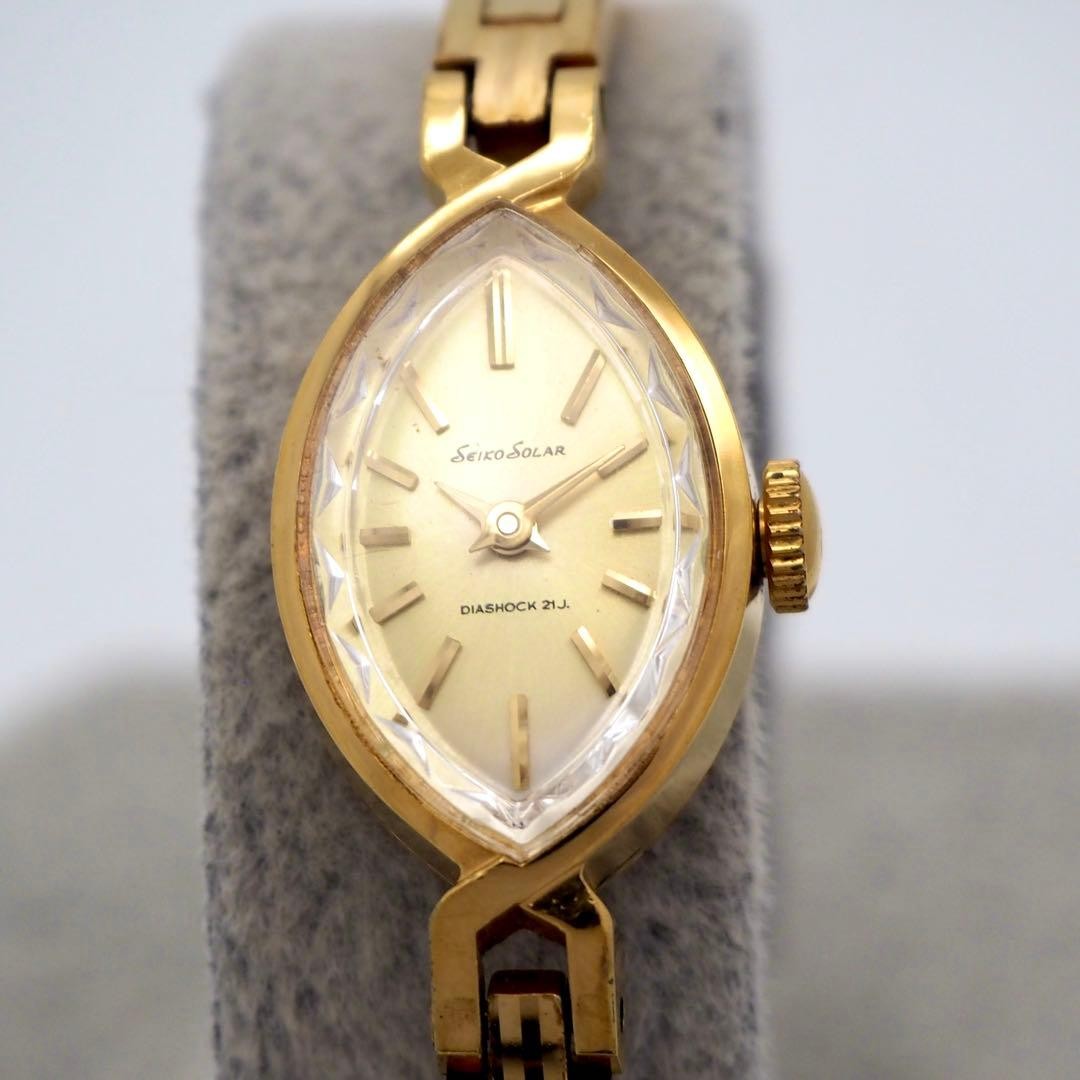 Seiko ASGP 10-7001 Solar Gold Watch Manual Wind Japan Vintage 0716218