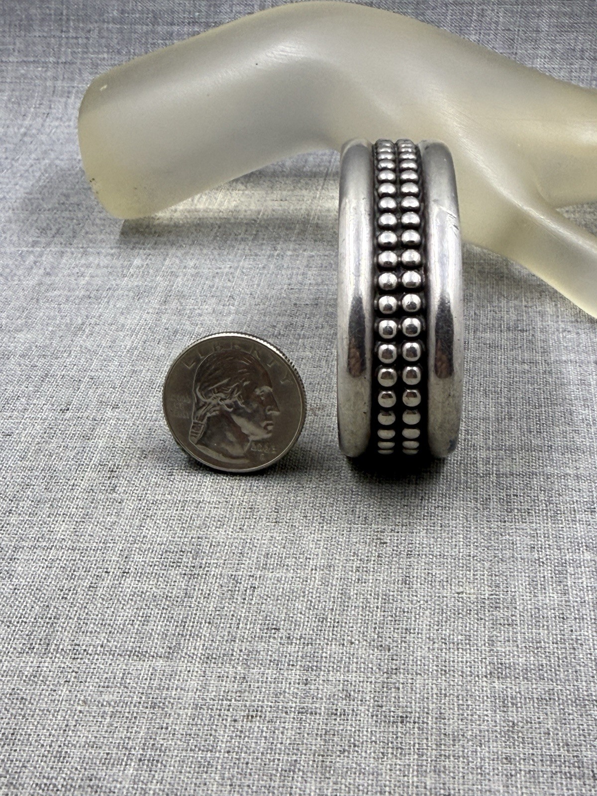 CLBZ Mitchell Calabaza Double Beaded Sterling .925 Cuff Bracelet (52 Grams)