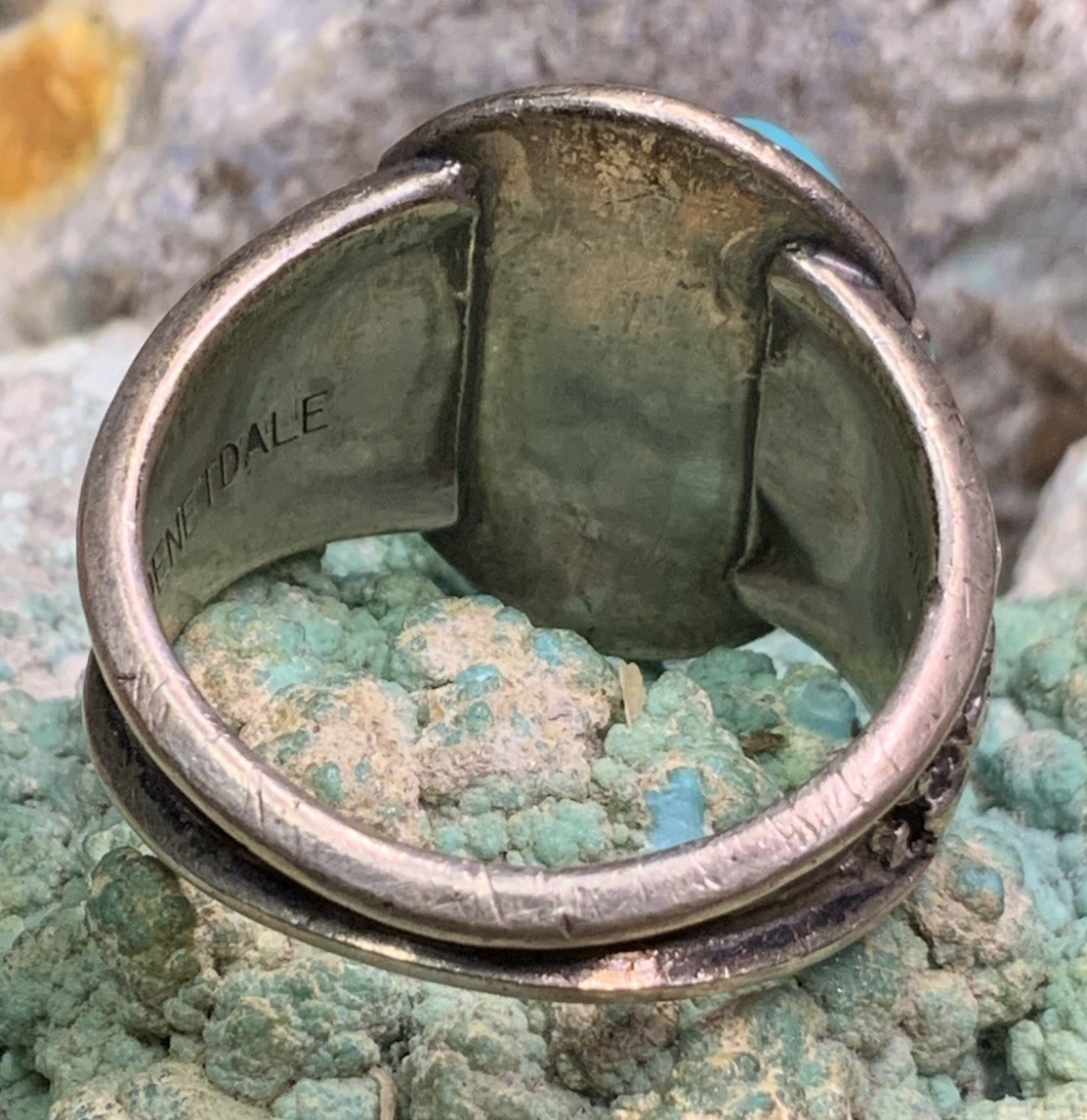 Native American Navajo “Will Denetdale” Sterling Silver & Turquoise Ring, 10.7g