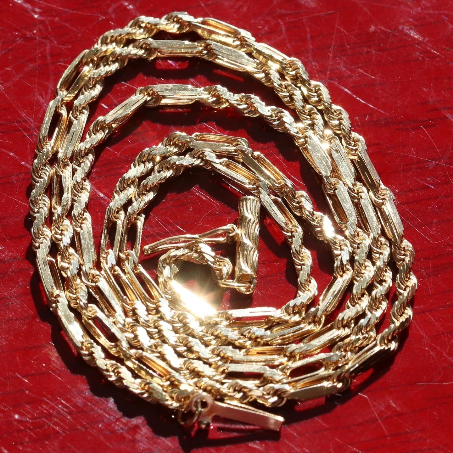 14k yellow gold necklace 20.0″ Figarope chain vintage 7.90gr N3637 Fortunoff