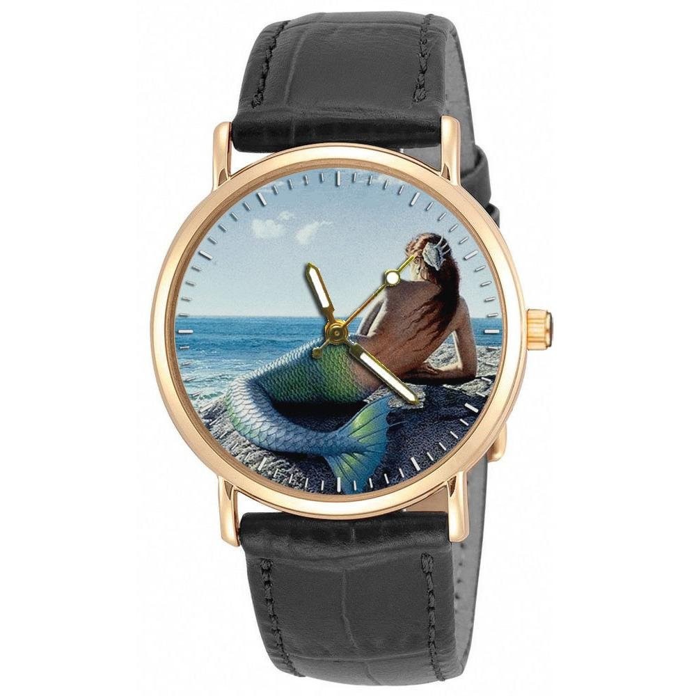 Vintage Iridiscent Metallic Colors Mermaid Fantasy Art Ladies Solid Brass Watch