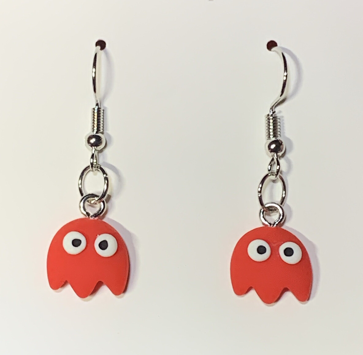 Silver Ghost From Pac-Man Drop Dangle Earrings!!