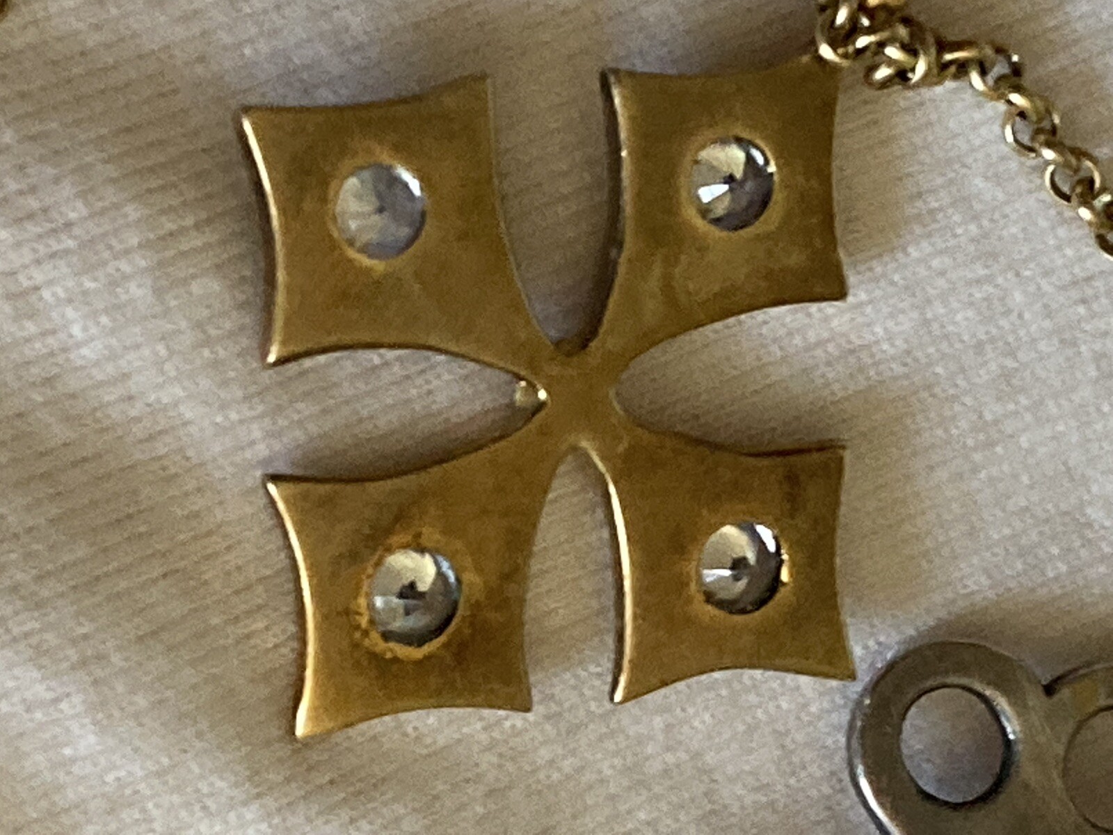 Stella & Dot Liv Multi Charm Necklace Maltese Cross Silver Key From Estate
