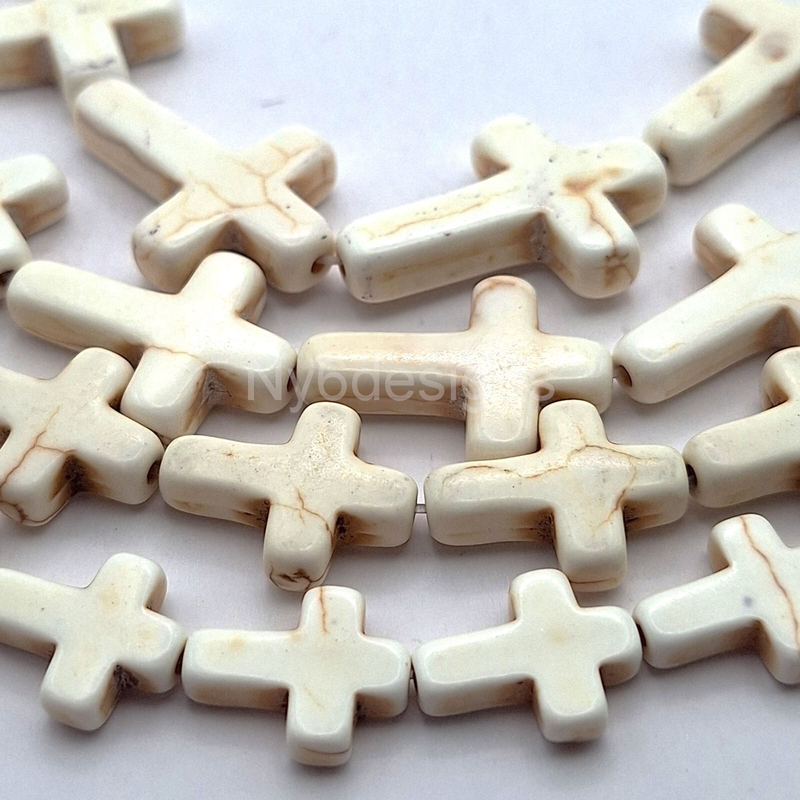 White Cross Bead Turquoise Howlite Magnesite Cross Loose Beads 15″ Wholesales