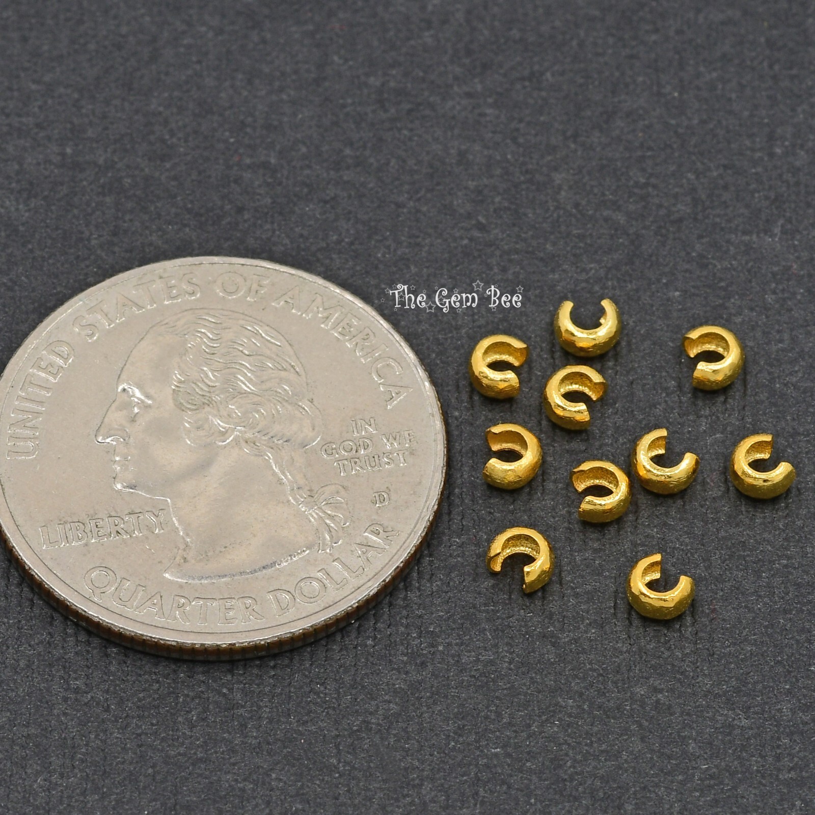 2MMx3MM 18k Solid Yellow Gold Crimp Tube Cover Beads (10)