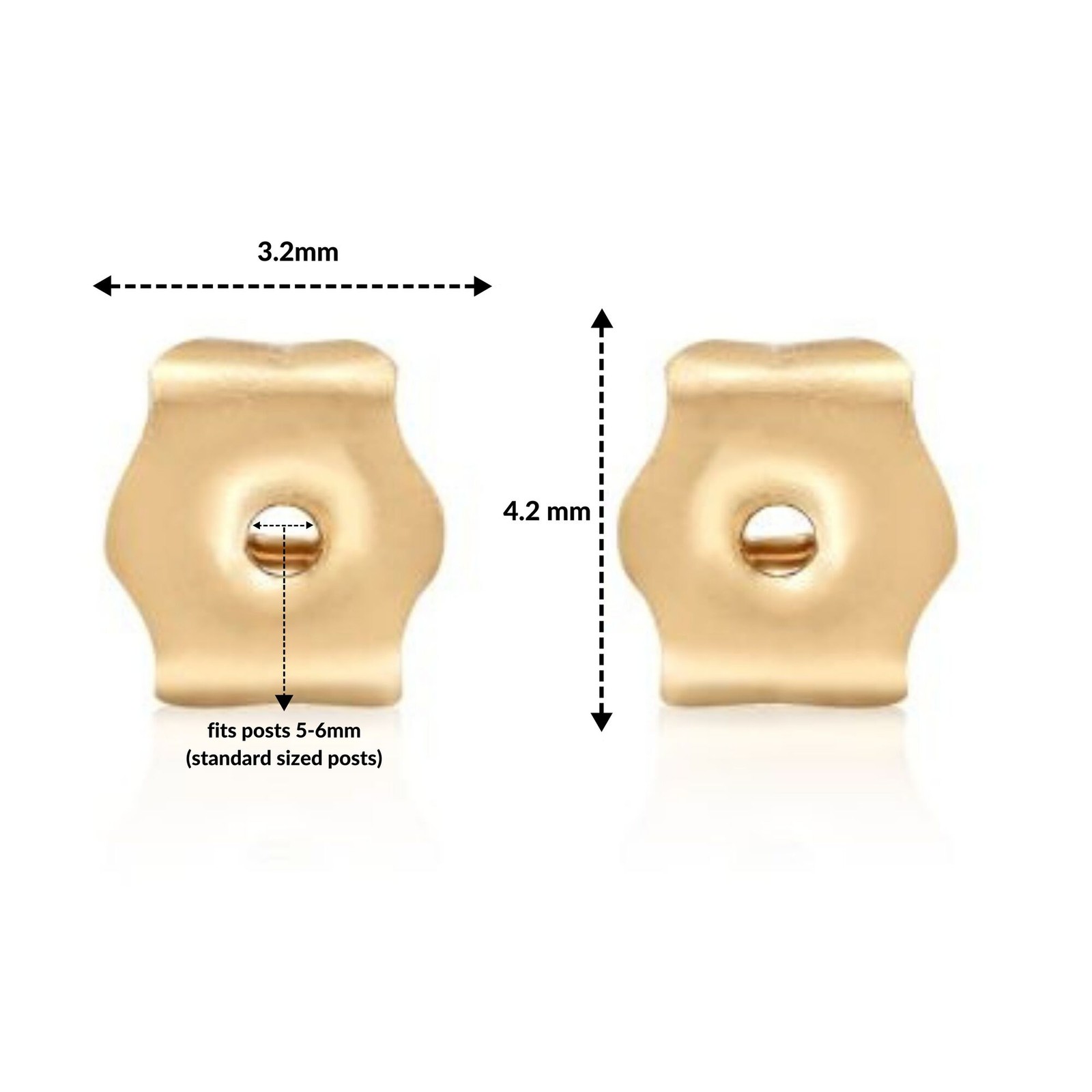 14K Rose Gold Lightweight Replacement Friction Earring Backs – 1 Pair (2 total)