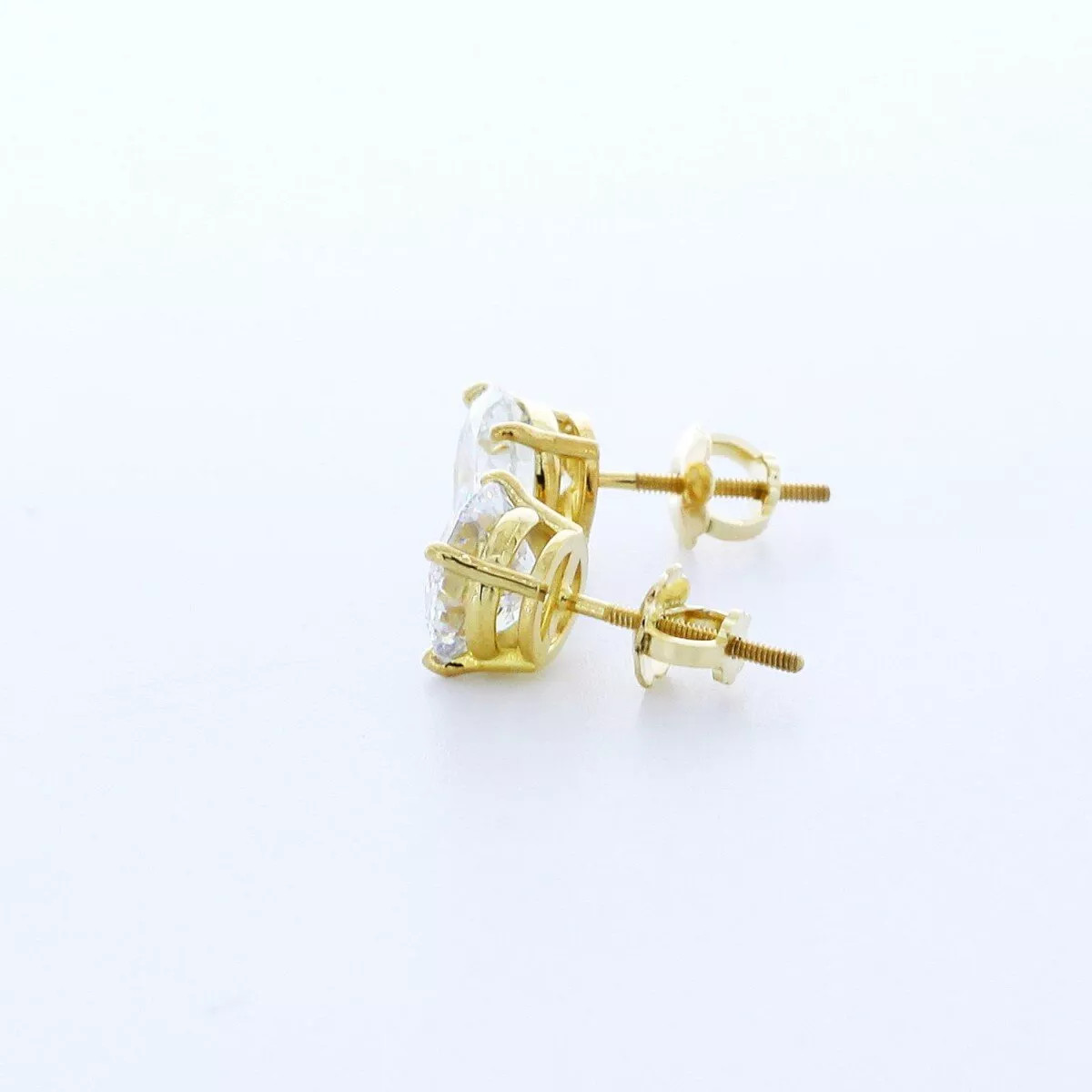 Stud Earrings Classic Solid 14K Yellow Gold 1.94 CT Round Natural Diamond F SI1