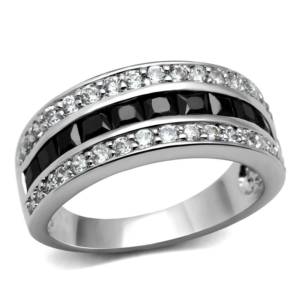 TK2872 – High polished (no plating) Stainless Steel Ring with AAA Grade CZ in