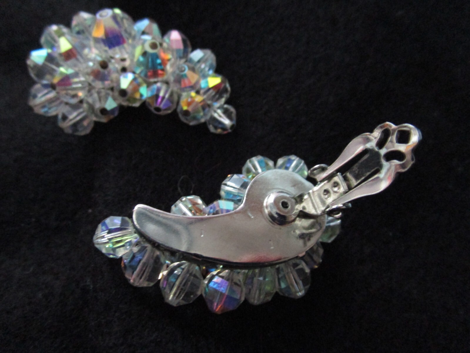 Vintage Iridescent Beaded Clip On Earring