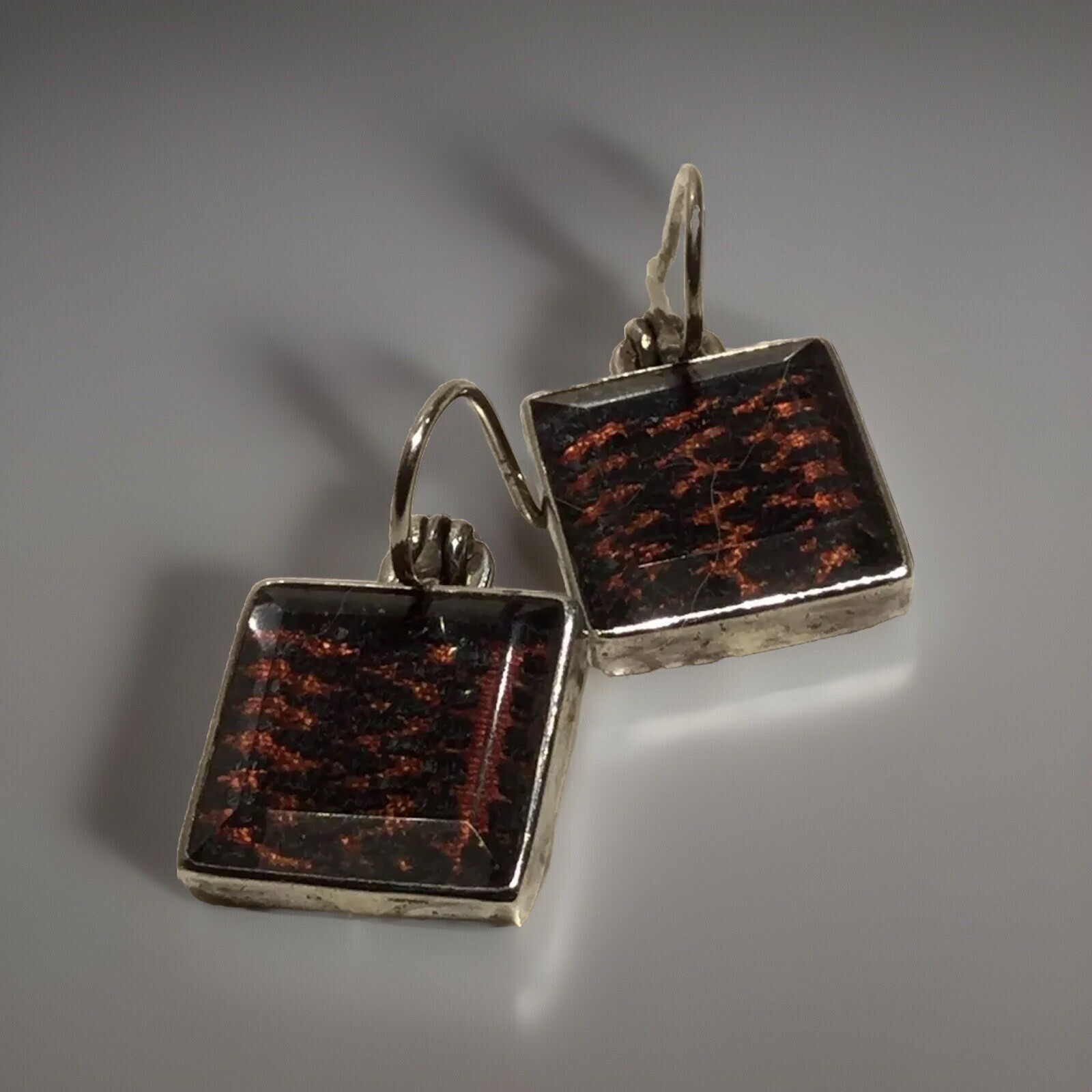 JANICE LEE RIPLEY JLR Handmade Square 925 Sterling Drop Hook Earrings 5.2g