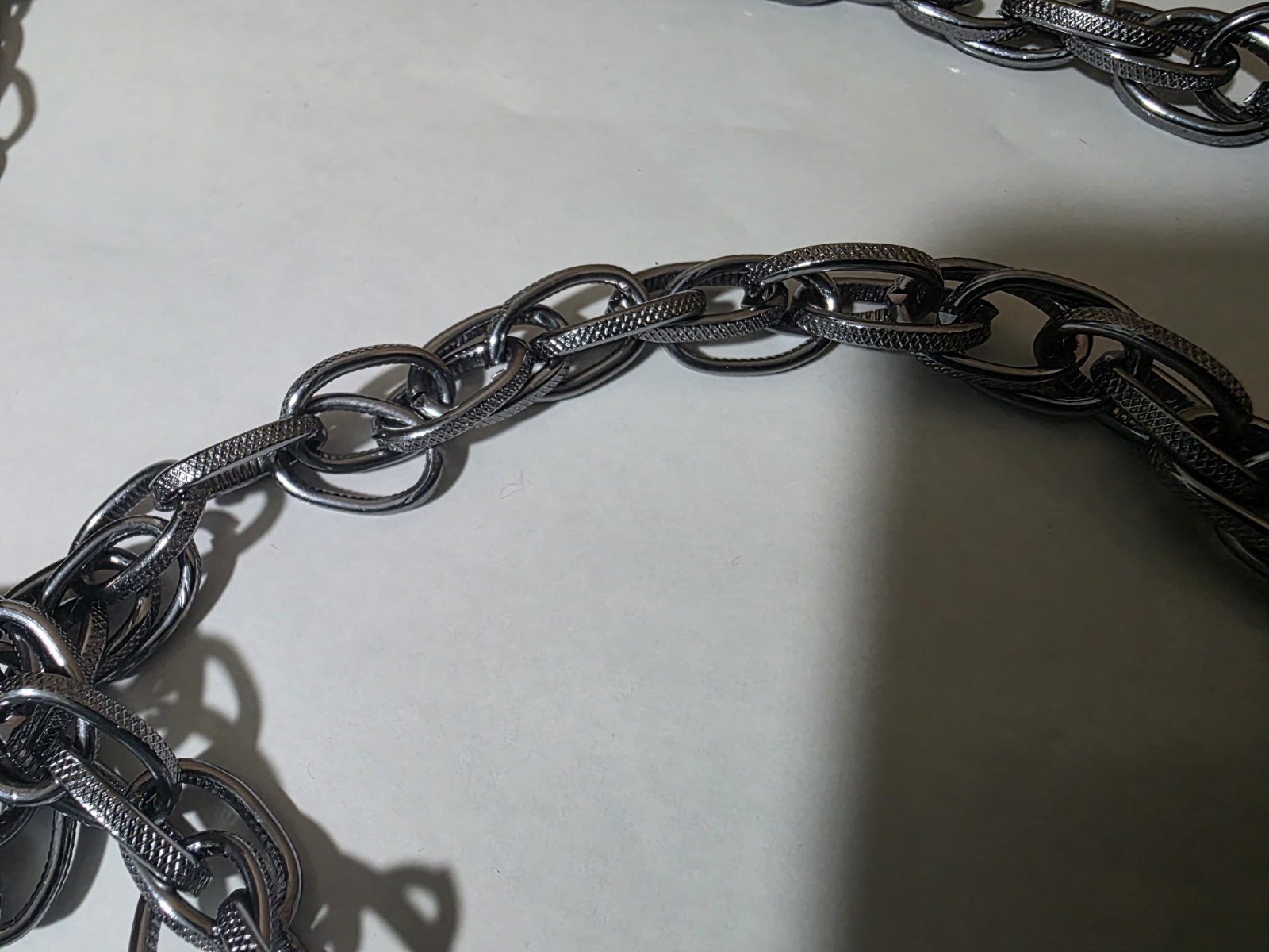 Vintage Women’s Wrap Around Long Steel Colored Metal Tasseled Necklace