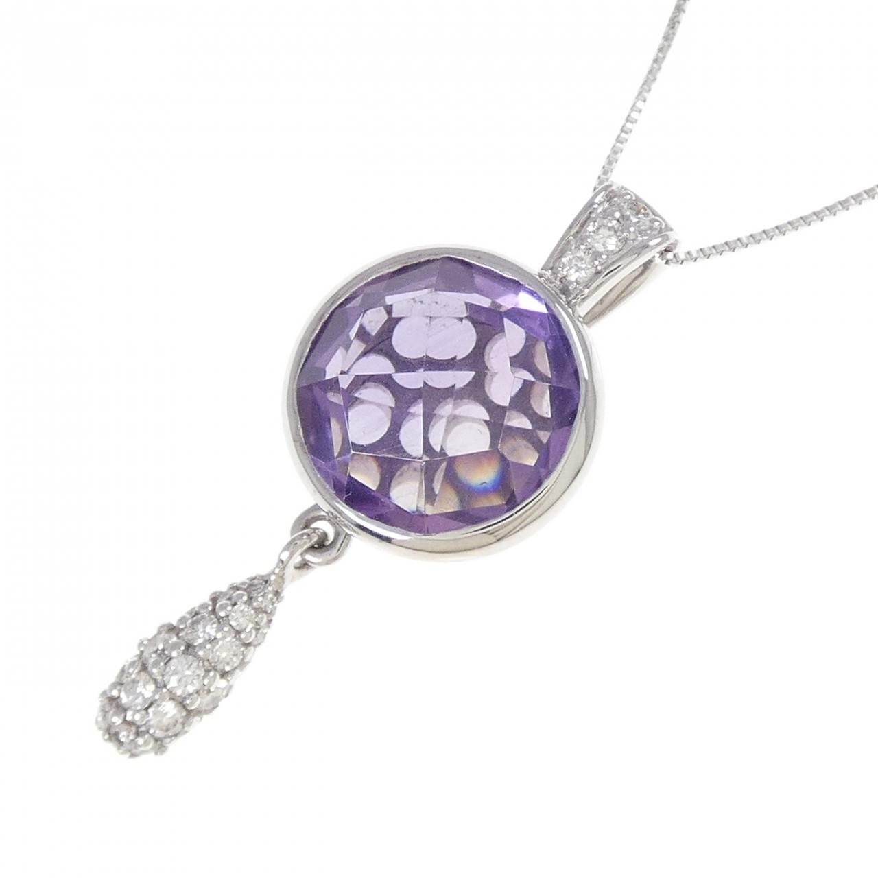 Authentic K18WG Amethyst Necklace 5.40CT #270-004-157-7957