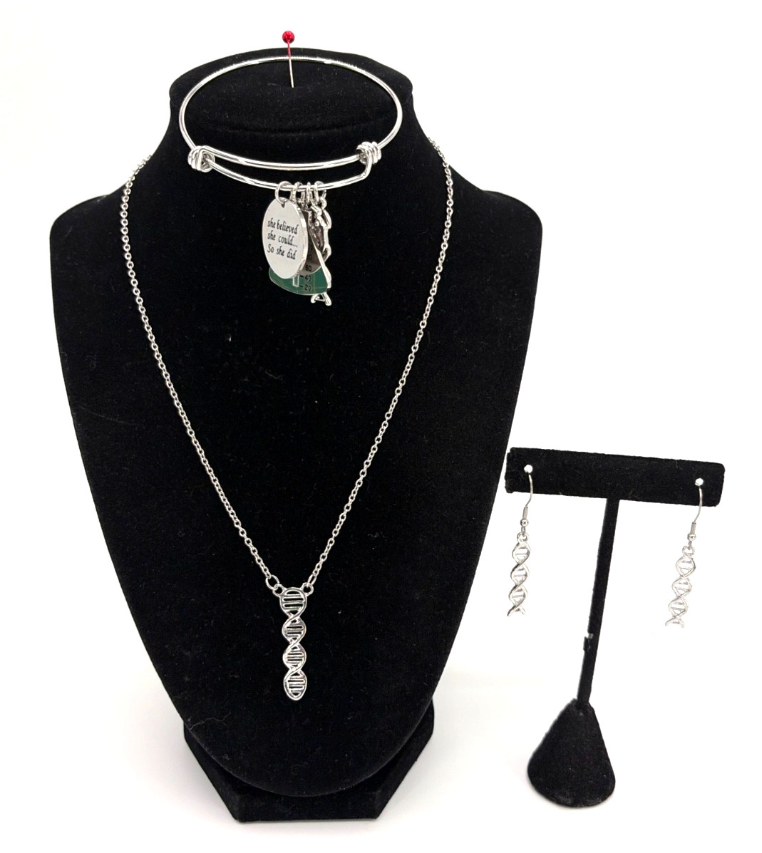 DNA Double Helix Jewelry Necklace Bracelet Earrings Nerdy Science Biology