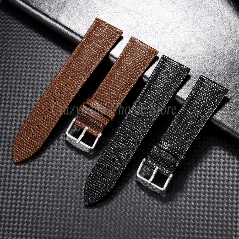 14mm-22mm Leather Watch Strap Stainless Steel Clasp Universal Bracelet For Tudor