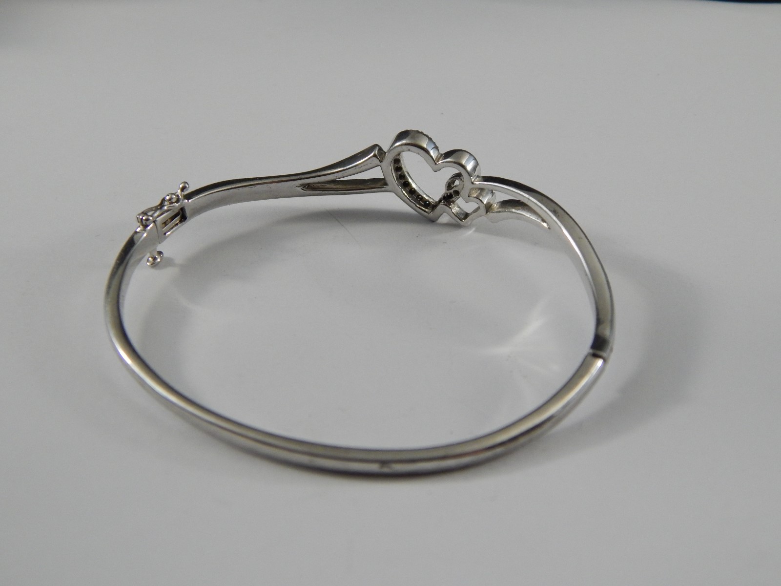 Estate Vintage 1OK Yellow Gold & 925 Sterling Silver Double Heart Bracelet SUN