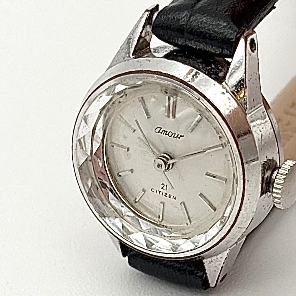 Working Item Citizen Ladies’ Manual Watch Amour 21 Jewels Silver Dial Cut Glass