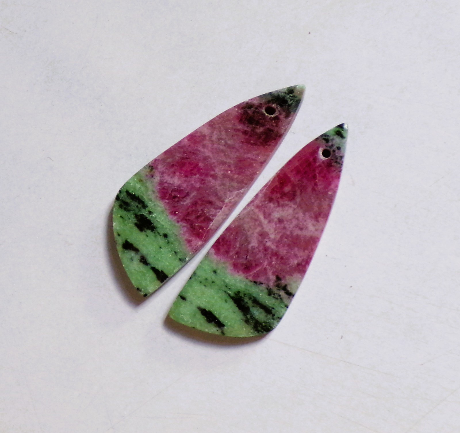 47.65 Cts Natural Ruby Zoisite Drilled Cabochon Match Pair Gemstone 40X15MM D200
