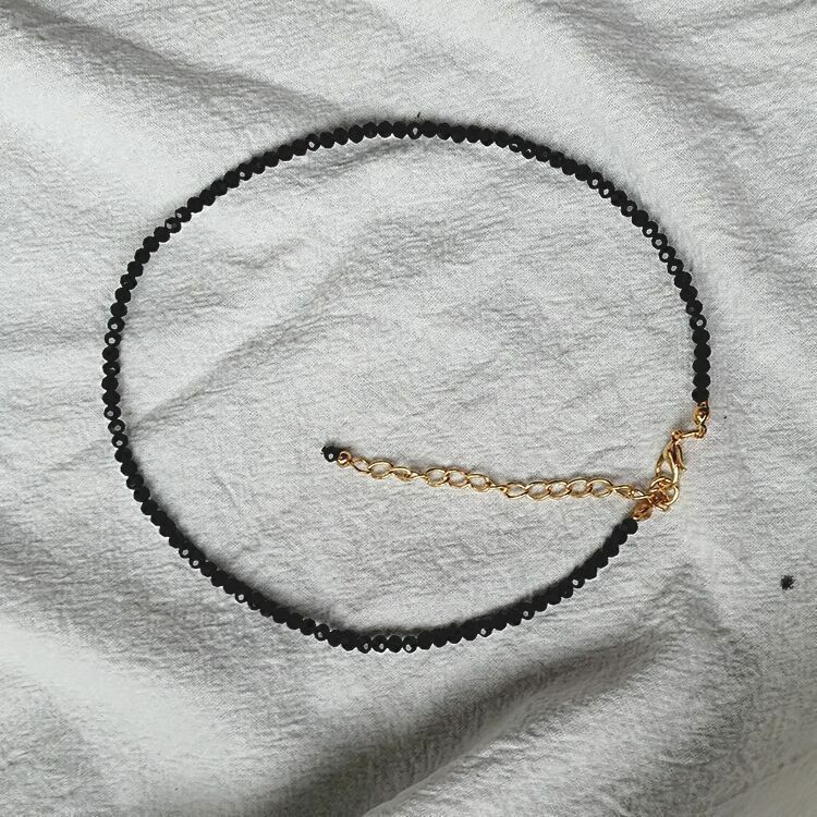 Natural 3mm Black Spinel Rondelle Faceted Beaded Necklace Gemstone 16-36″