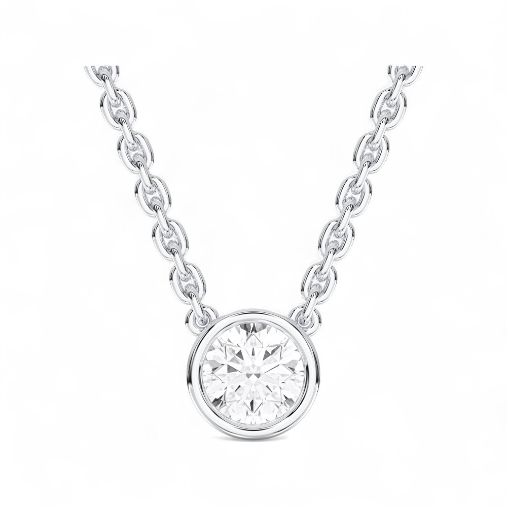 0.75 Ct Round Lab Grown Diamond Pendant 14k White Gold Certified