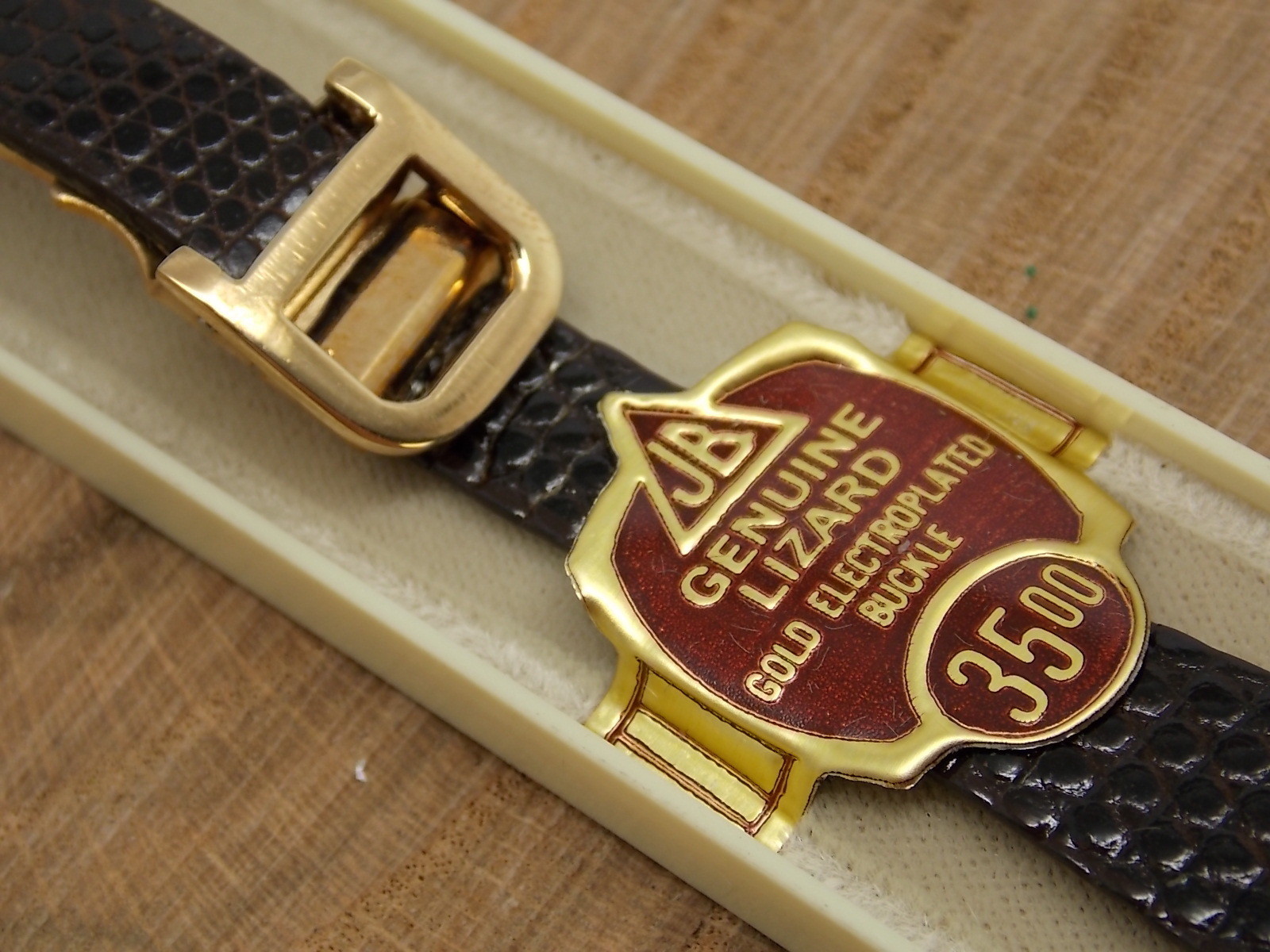 Vintage Hand Finished Genuine Lizard JB Champion watch band with fold over clasp