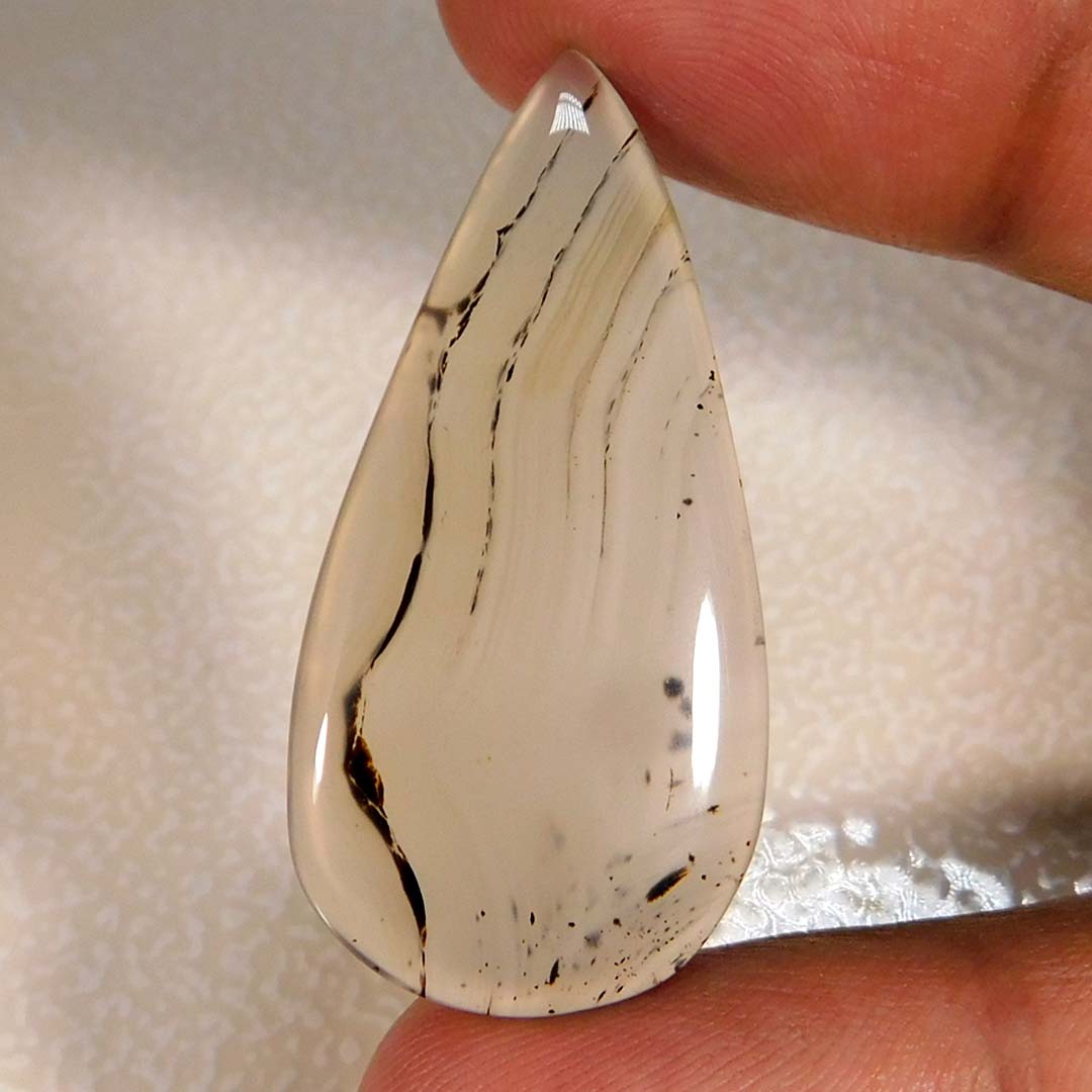 21.05Cts. Natural Rare Montana Agate Pear Cabochon Reiki Healing Loose Gemstone