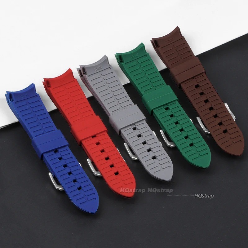 Curved End Silicone Bracelet Rubber Watch Band Strap Butterfly Clasp 18-24mm