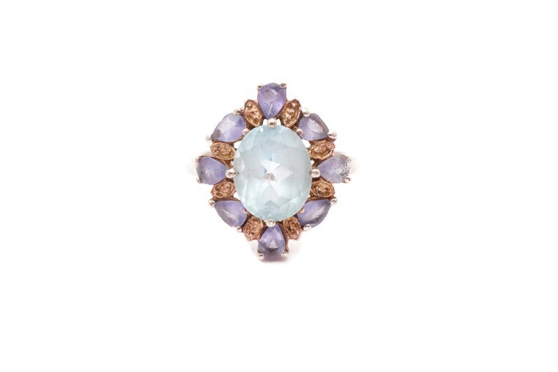 Sterling Silver 925 Blue Topaz Iolite Ring Size 7.25 Y6
