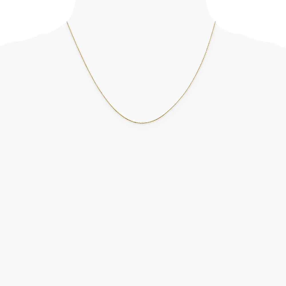 14K Yellow Gold .6mm Diamond-Cut Round Open Link Cable Chain Necklace 14″-24″