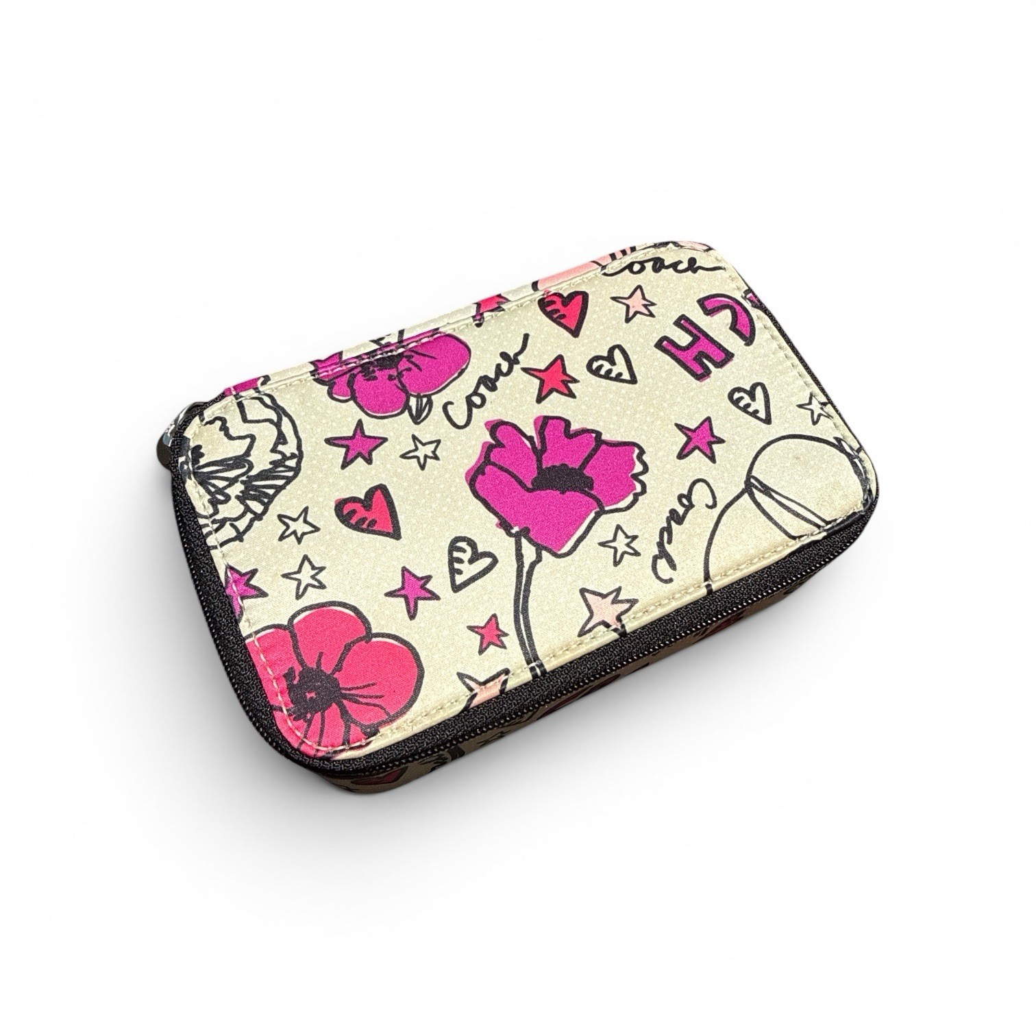 Coach Poppy Zip Around Travel Jewelry Case Organizer Pouch Nylon