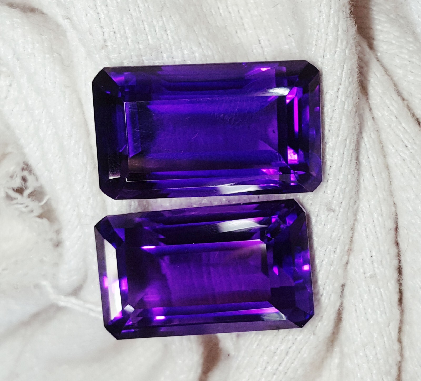 Loose Gems Natural Violet Amethyst Pair 100 Ct Untreated Certified Emerald G138