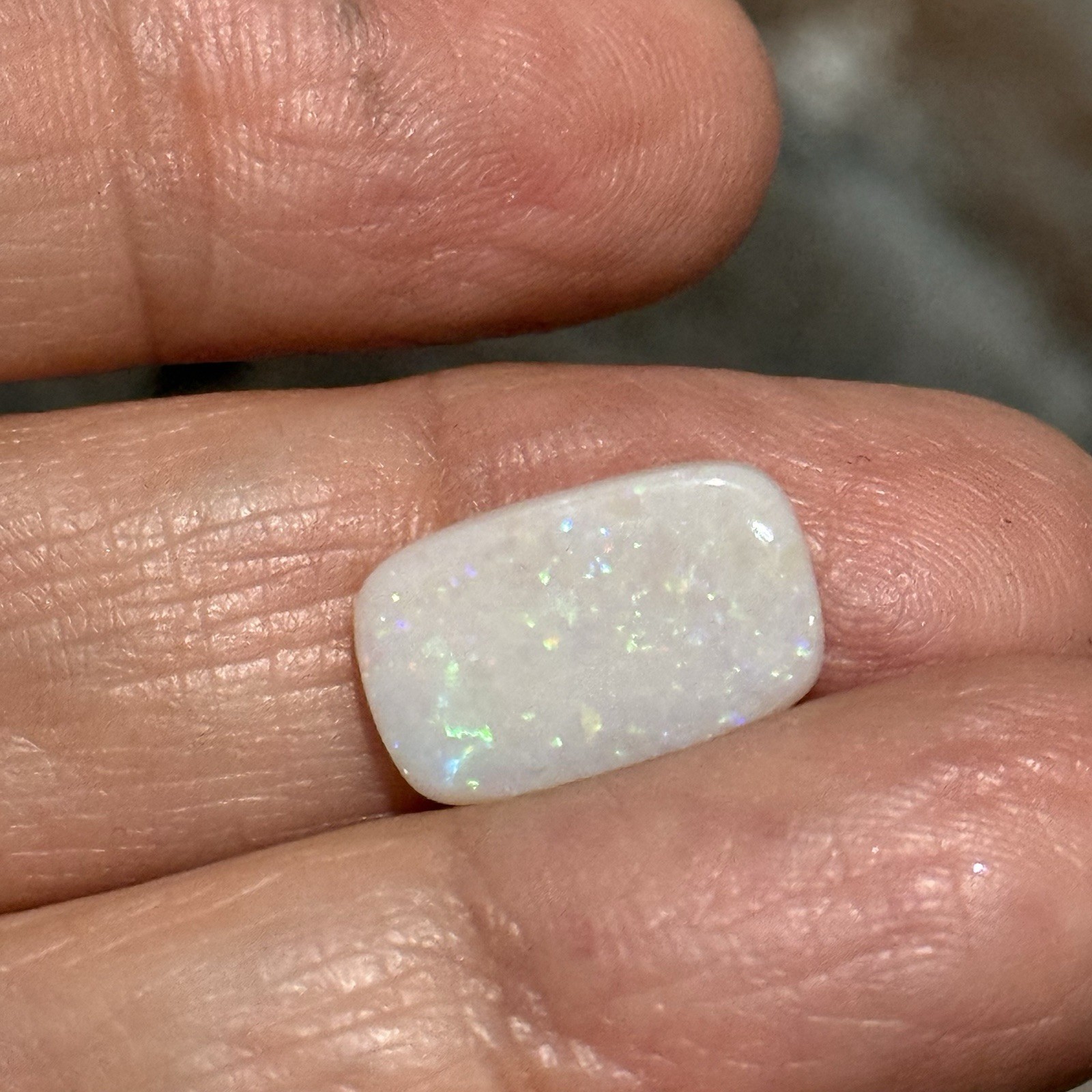 4.1ct 15.1×9.3×3.3mm Solid White Coober Pedy Stardust Australian Opal Cabochon