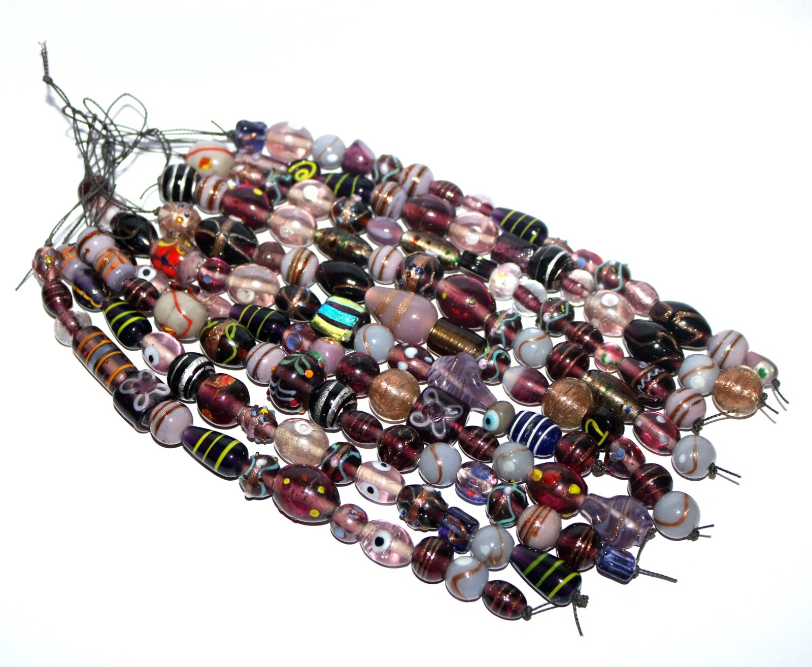 30 strands lot Lamp work Beads, 5 each in 6 color combination, Handmade Glass