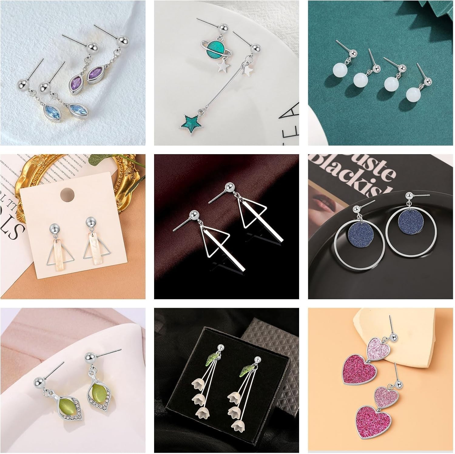 60pcs Ball Studs for Jewelry Making,Hypoallergenic Ball Earring Studs with Lo…