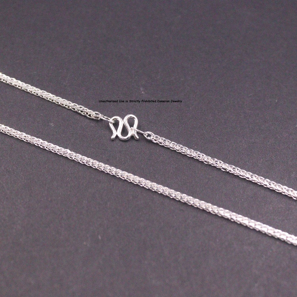 Pure S999 Fine Silver 999 Chain Men Women 1.3mm Wheat Link Necklace 4-5g 19.6in