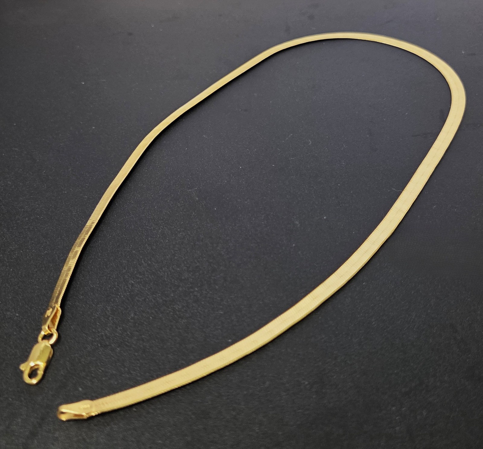 MILOR 5mm Gold over Sterling Silver Flat Herringbone Necklace 18″ Long 925 ITALY