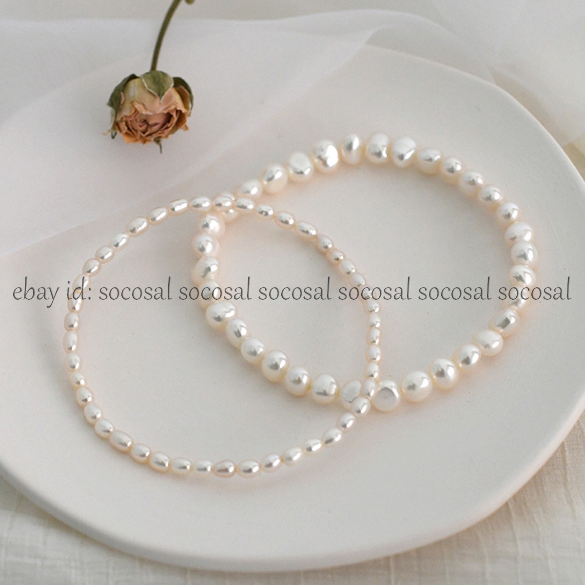 Genuine Natural White Freshwater Pearl Anklet Elastic Chain Beach Foot Bracelet