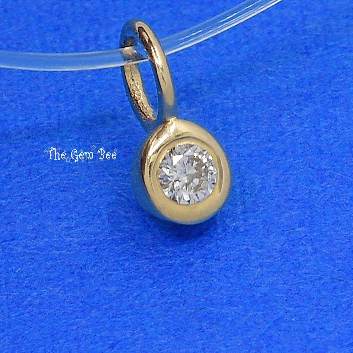 Minimalist 0.05CT 14k Yellow White Thick Gold Round Diamond Bead Charm 3mm hole